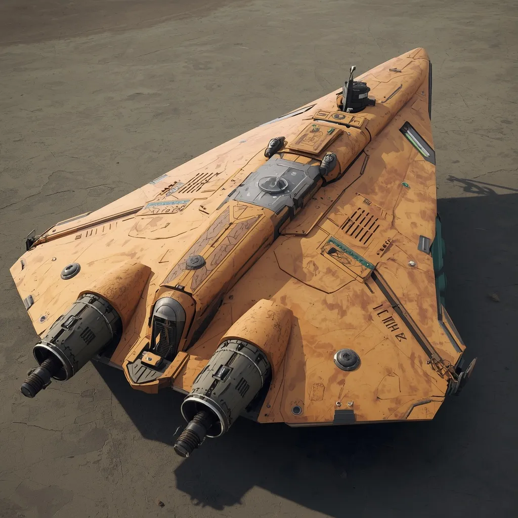 Concept image of a weathered desert raider hull from the side.