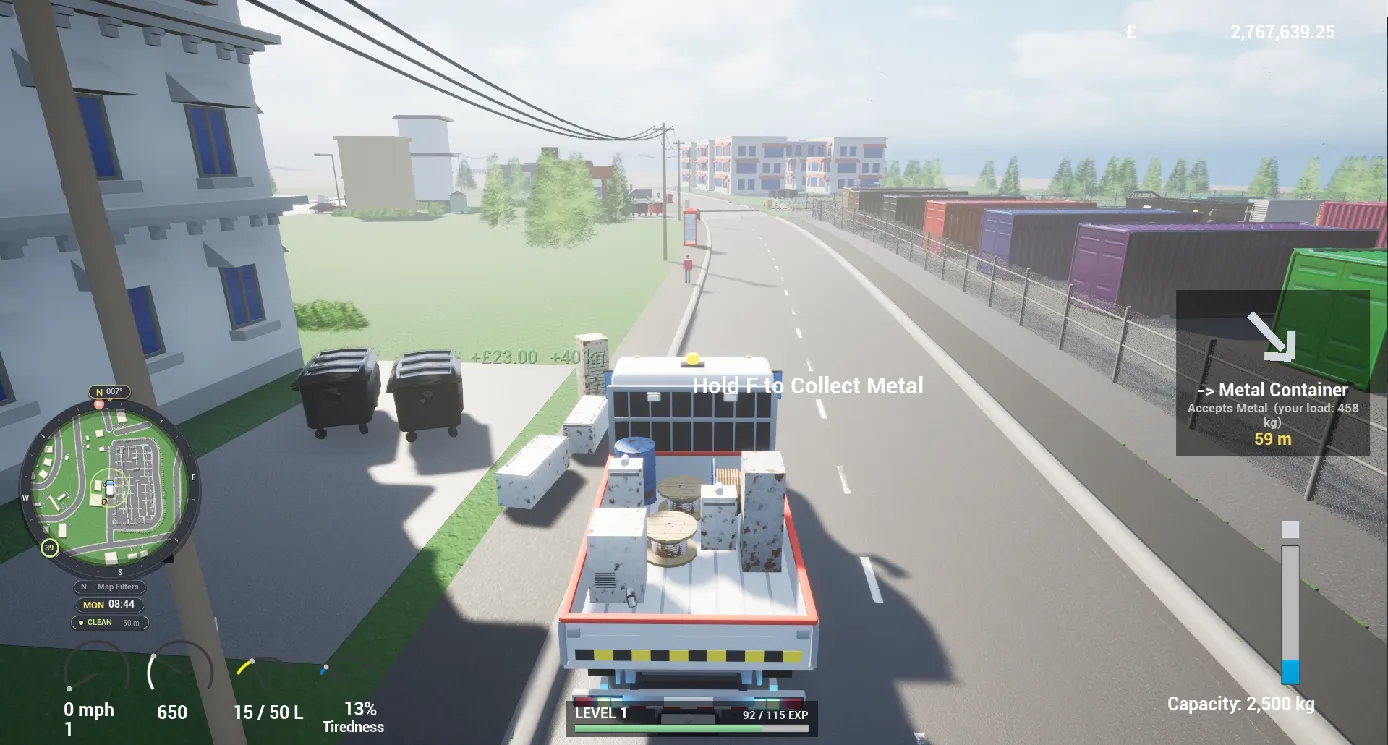 A scrap van collecting metal on a busy road.