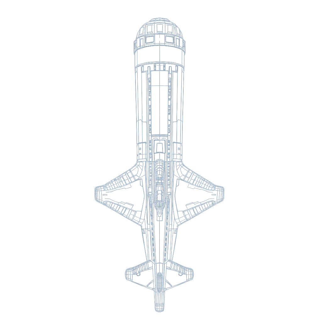 Wireframe top-down blueprint of the attacker submarine.