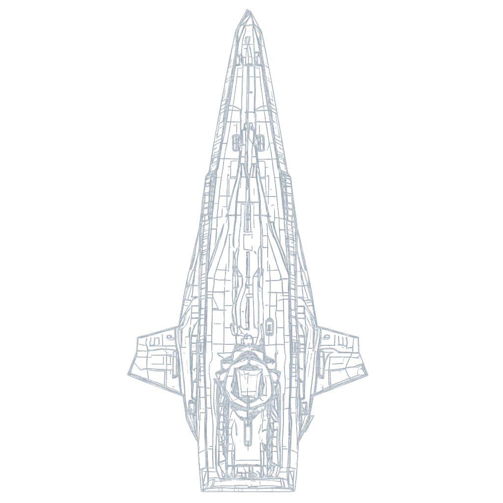 Wireframe top-down blueprint of the carrier submarine.