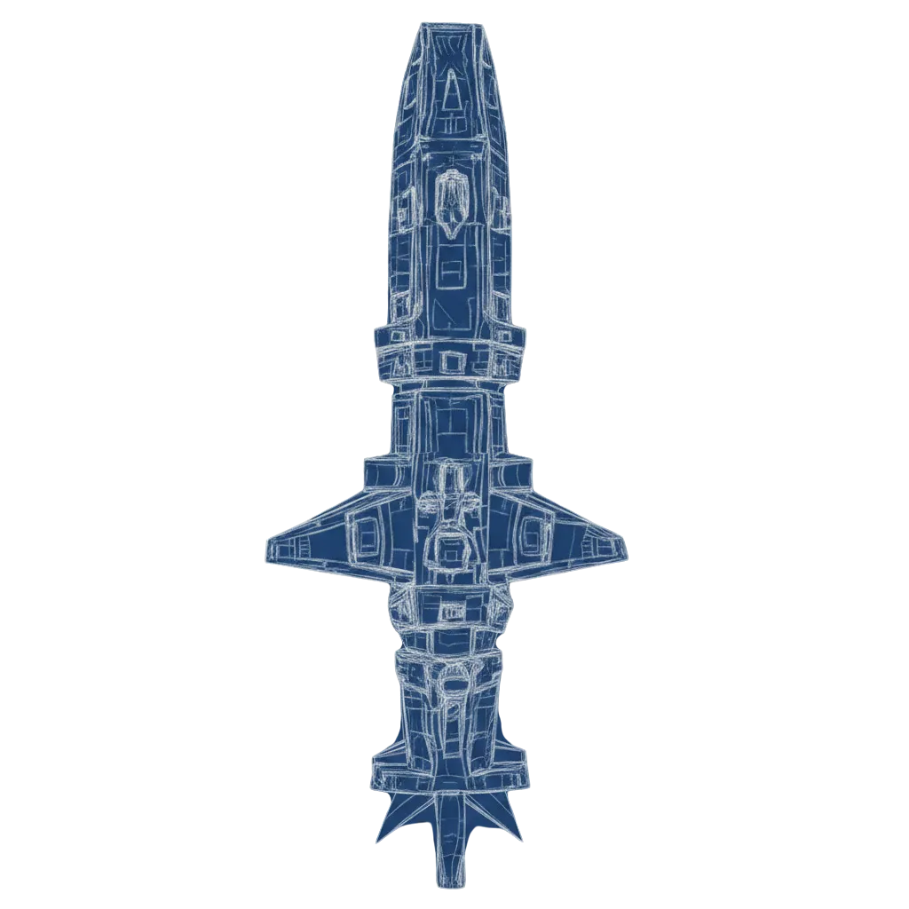 Wireframe top-down blueprint of the cruiser submarine.